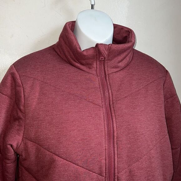 THREE DOTS Heather Tibetan Red Quilted Step Hem Knit Jacket-S - Picture 3 of 10